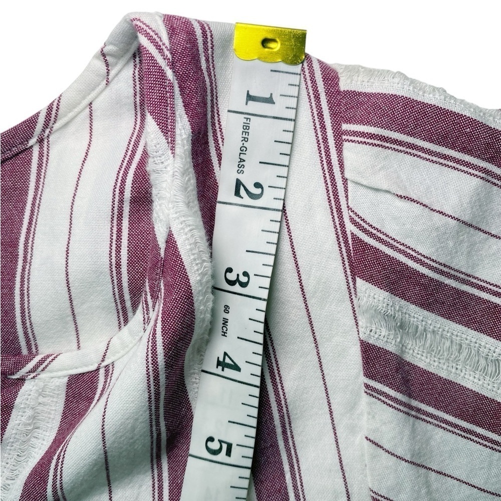 New Directions Burgandy & White Striped Short Sleeve Top - Picture 10 of 12